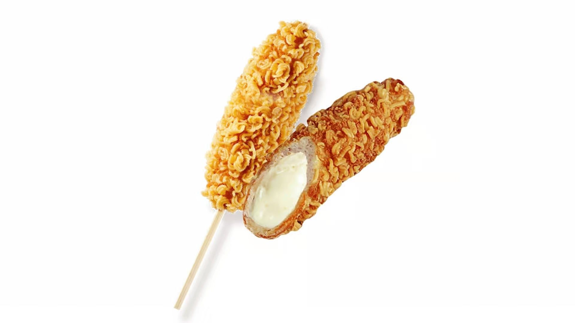 Crispy Ramen Mozzarella Hot Dog.