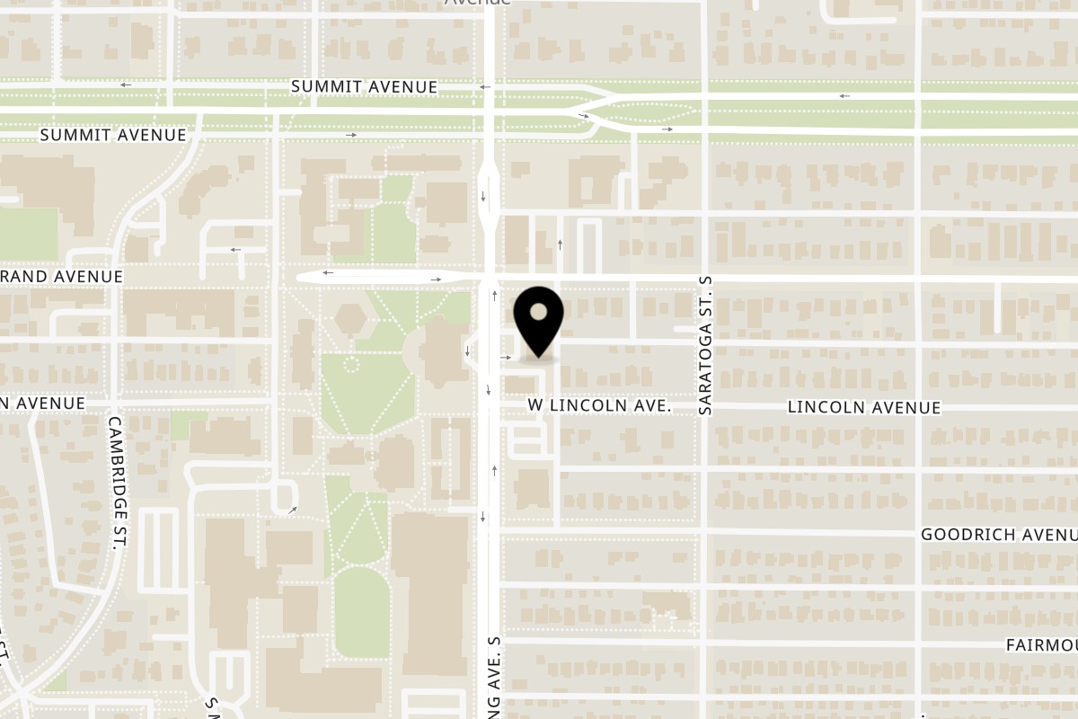 Map showing the location of Big Island Poke Saint Paul on 74 Snelling Ave S in St Paul
